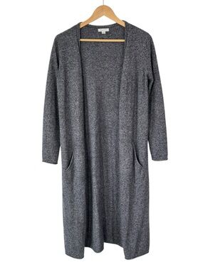 Garnet Hill Womens Marbled Open Front Long Duster Cashmere Cardigan Sweater XS